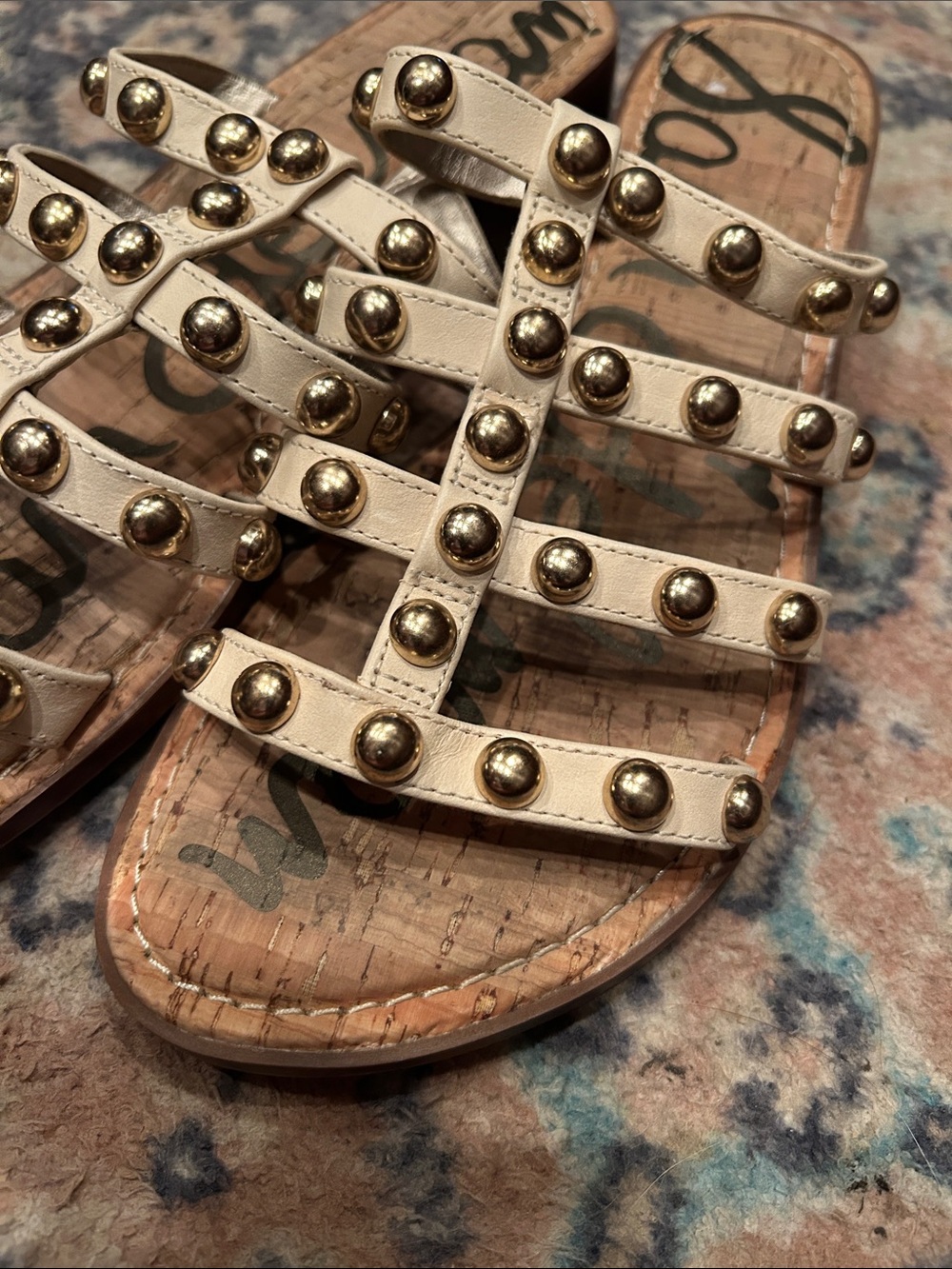 Sam Edelman  Studded White Leather Slide Sandal - Picture 12 of 13